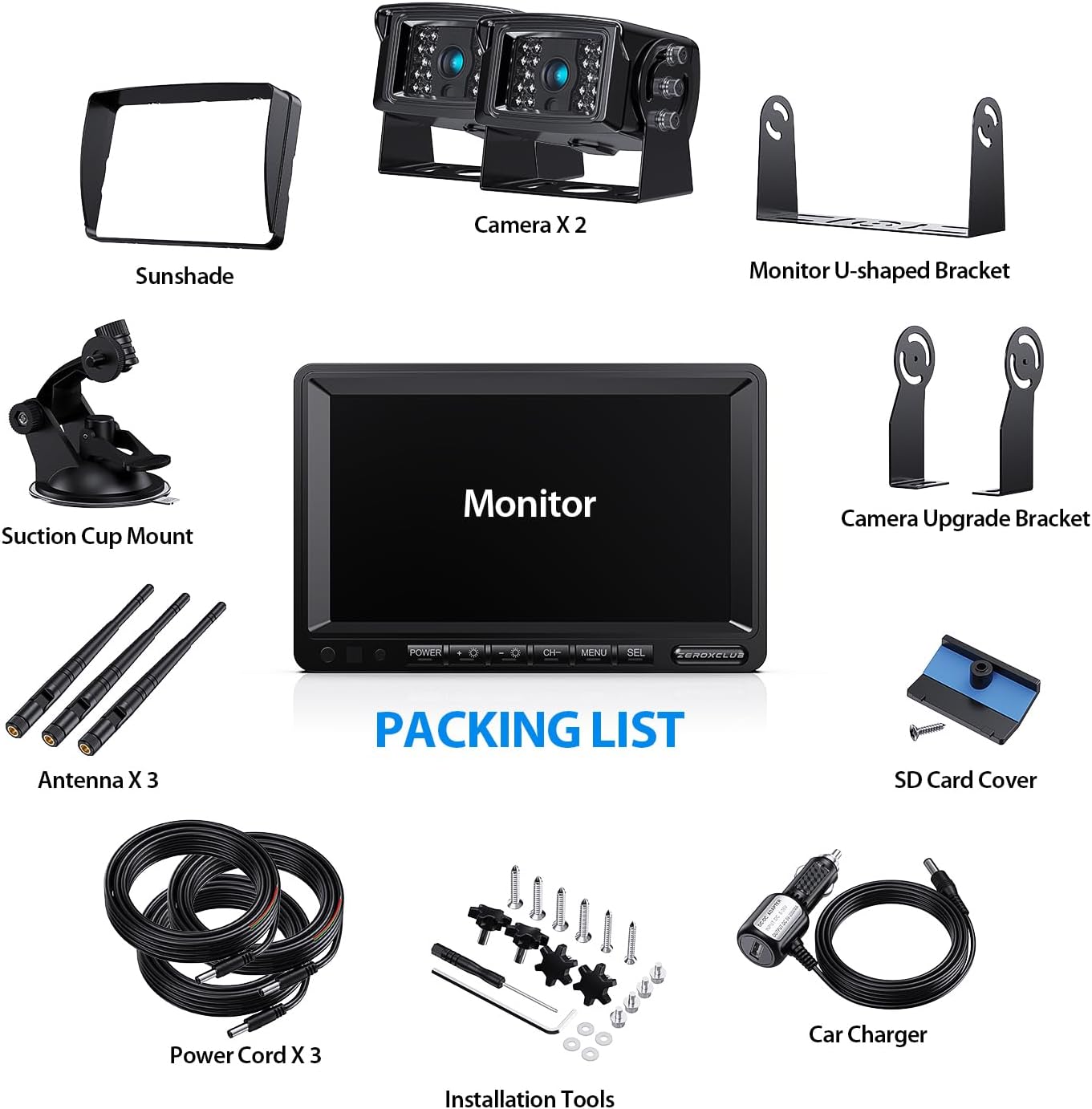  ZEROXCLUB Wired Backup Camera Kit with 7 Monitor, HD