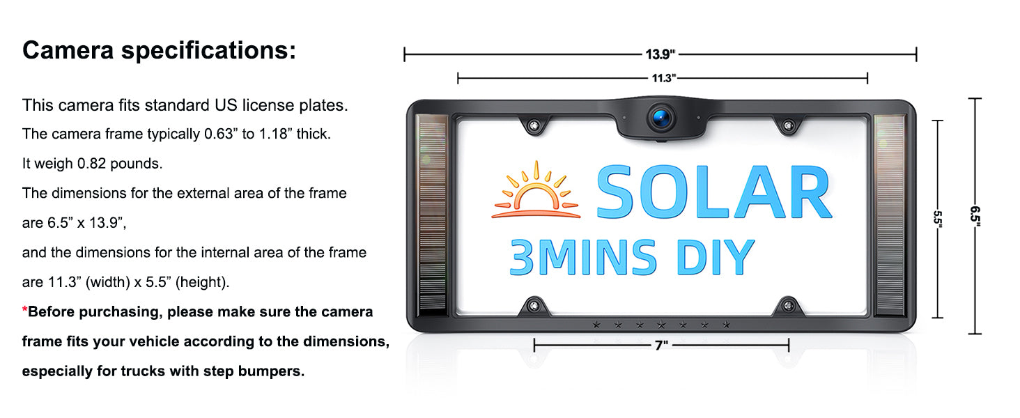  Solar Wireless Backup Camera with 3Mins DIY