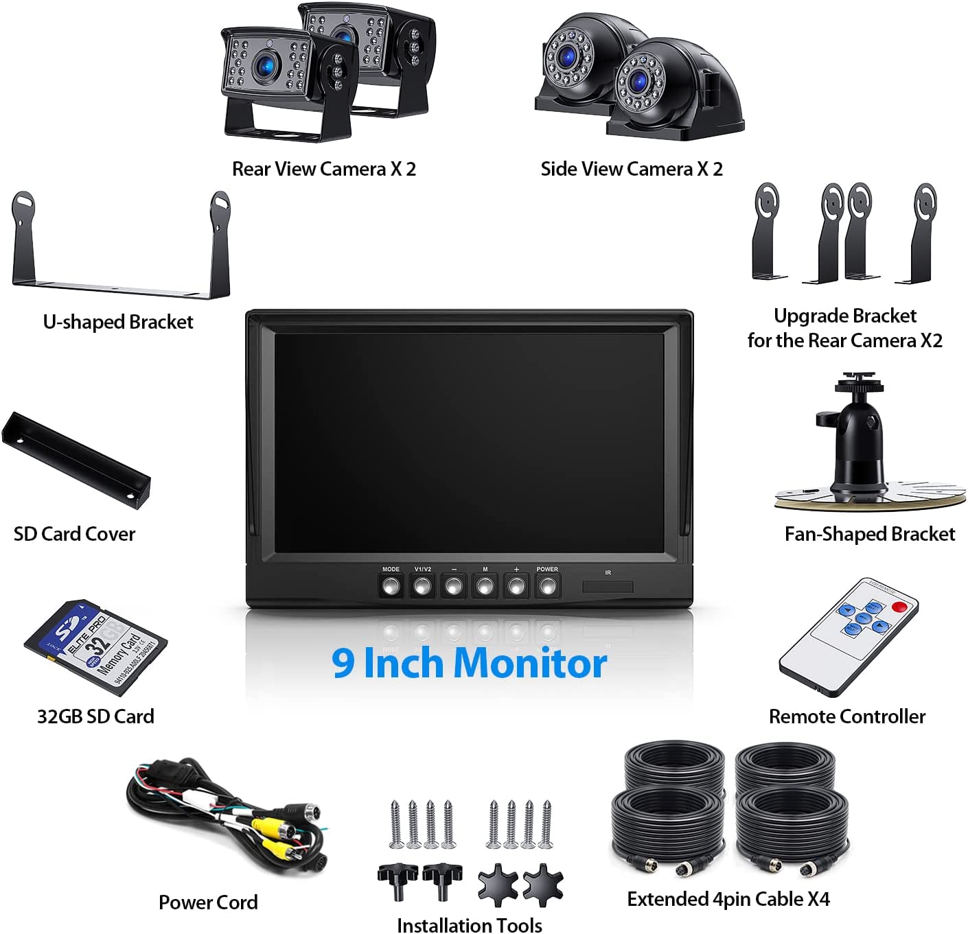 ZEROXCLUB HD Backup Camera System Kit, 9